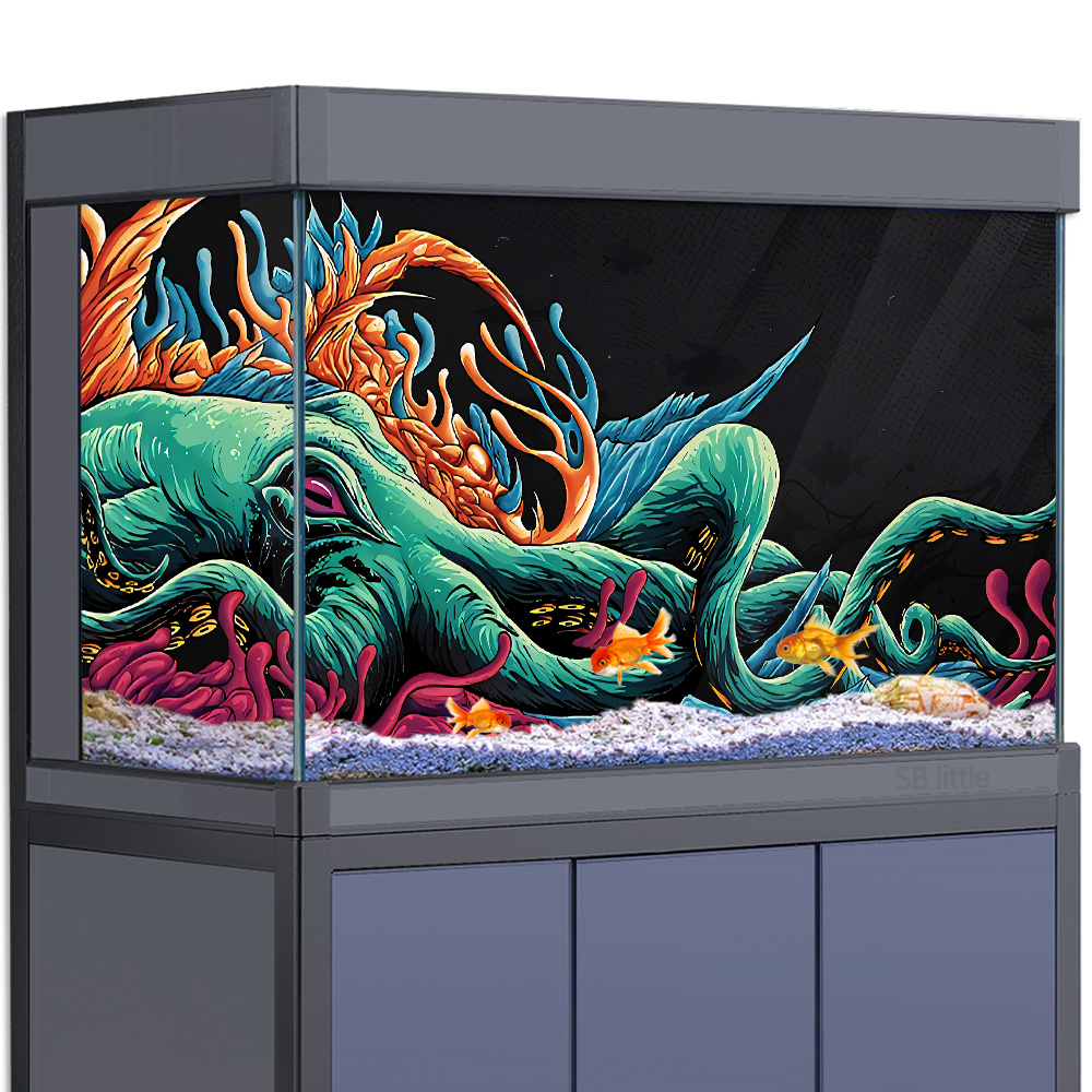 Aquarium Background Sticker -  - Aquarium Fish Monster ulasan dan harga