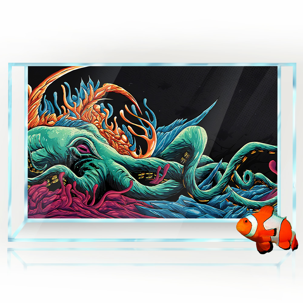 Aquarium Background Sticker -  - Aquarium Fish Monster ulasan dan harga