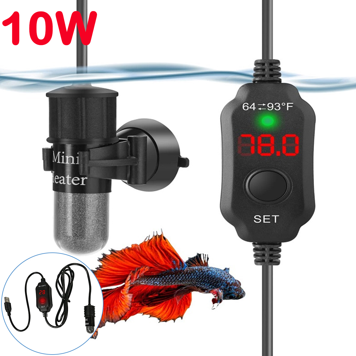 10W Adjustable Aquarium Heater - Aquarium Fish Cold Water ulasan dan harga
